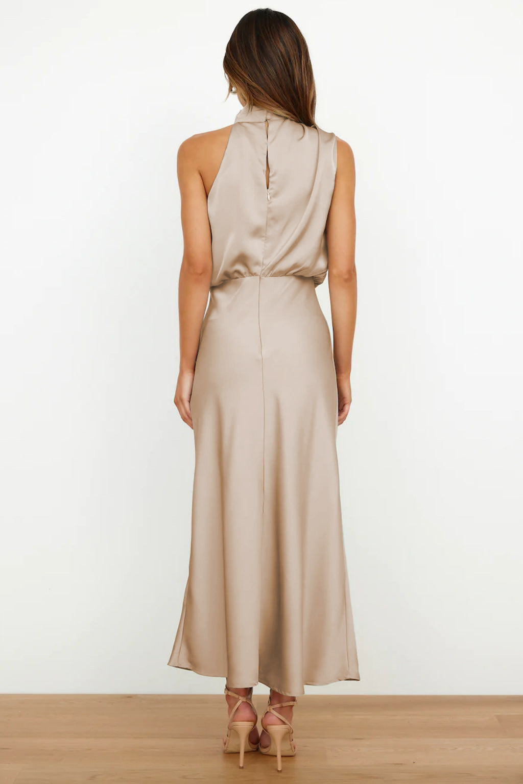 Teamhair | Women's Halter Wedding Guest Midi Dress