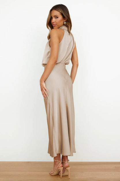 Teamhair | Women's Halter Wedding Guest Midi Dress