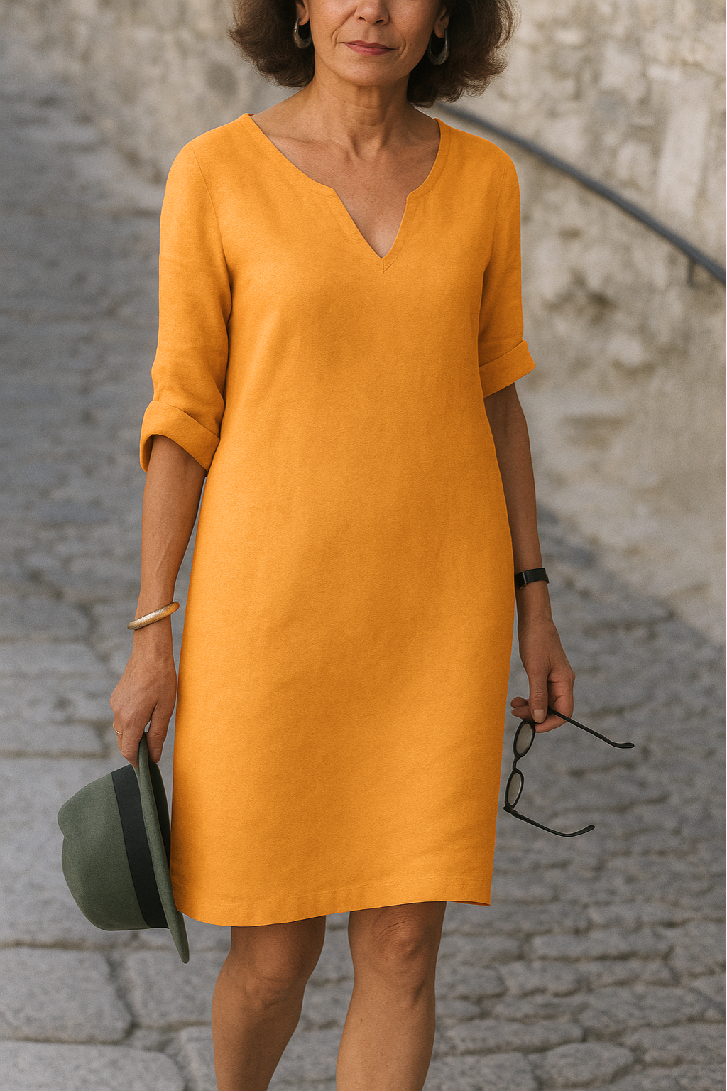 Maren | Women's Summer Midi Dress with Shorts Sleeves