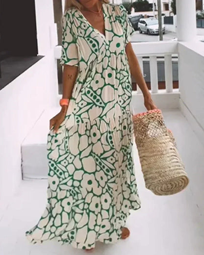 Tara | Women's Summer Printed V-neck Dress