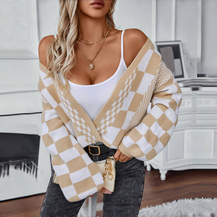Cosette | Women’s Comfort Checkered Open Front Cardigan