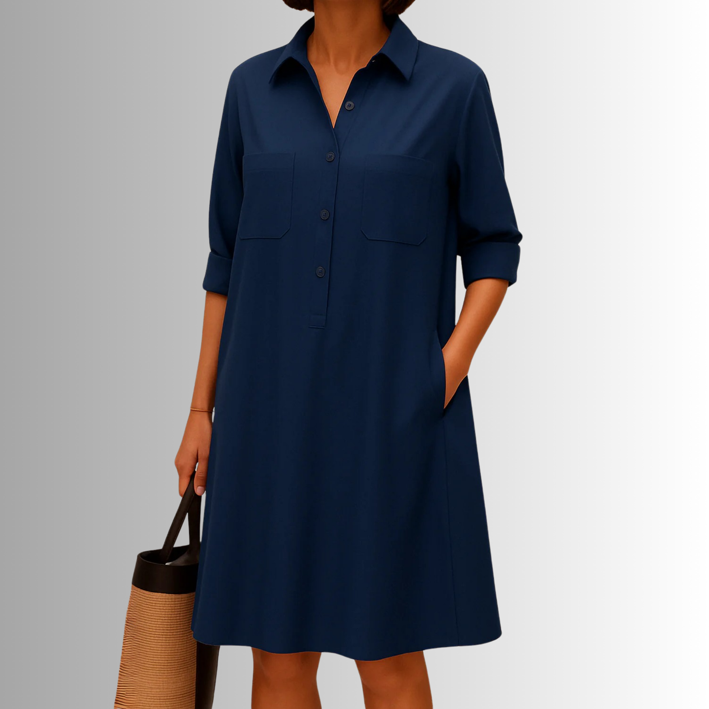 Freya | Women's Sophisticated Midi Shirtdress With Buttons