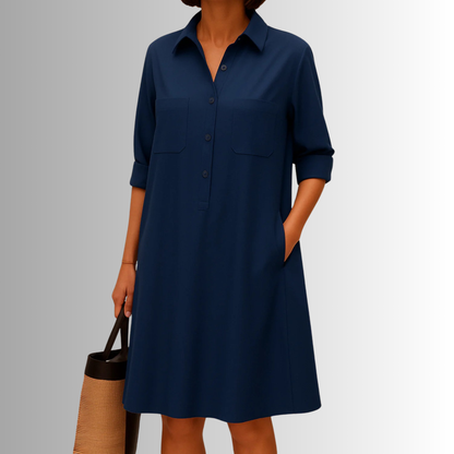Freya | Women's Sophisticated Midi Shirtdress With Buttons