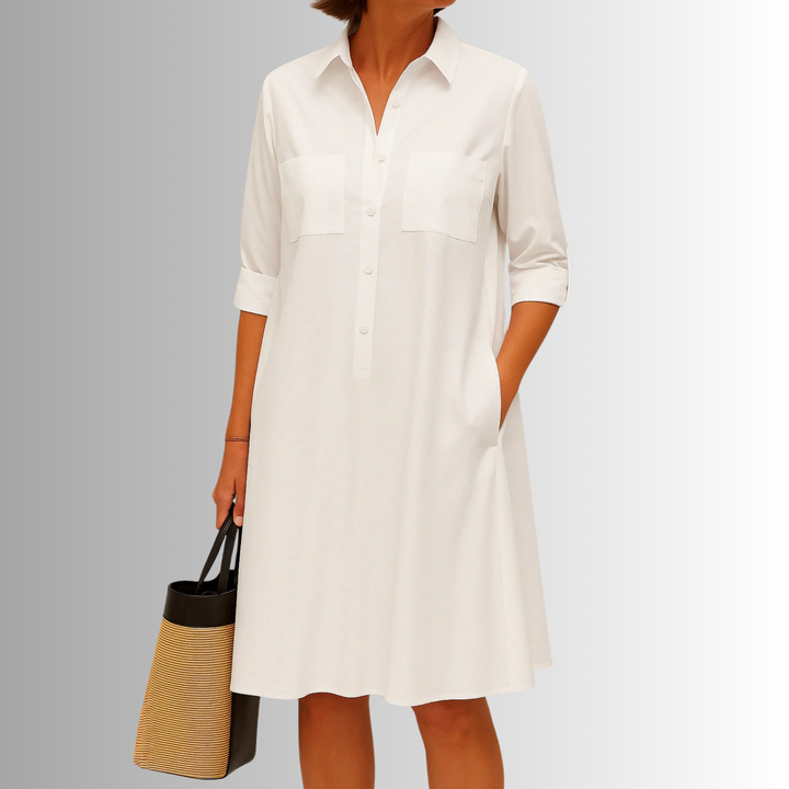 Freya | Women's Sophisticated Midi Shirtdress With Buttons