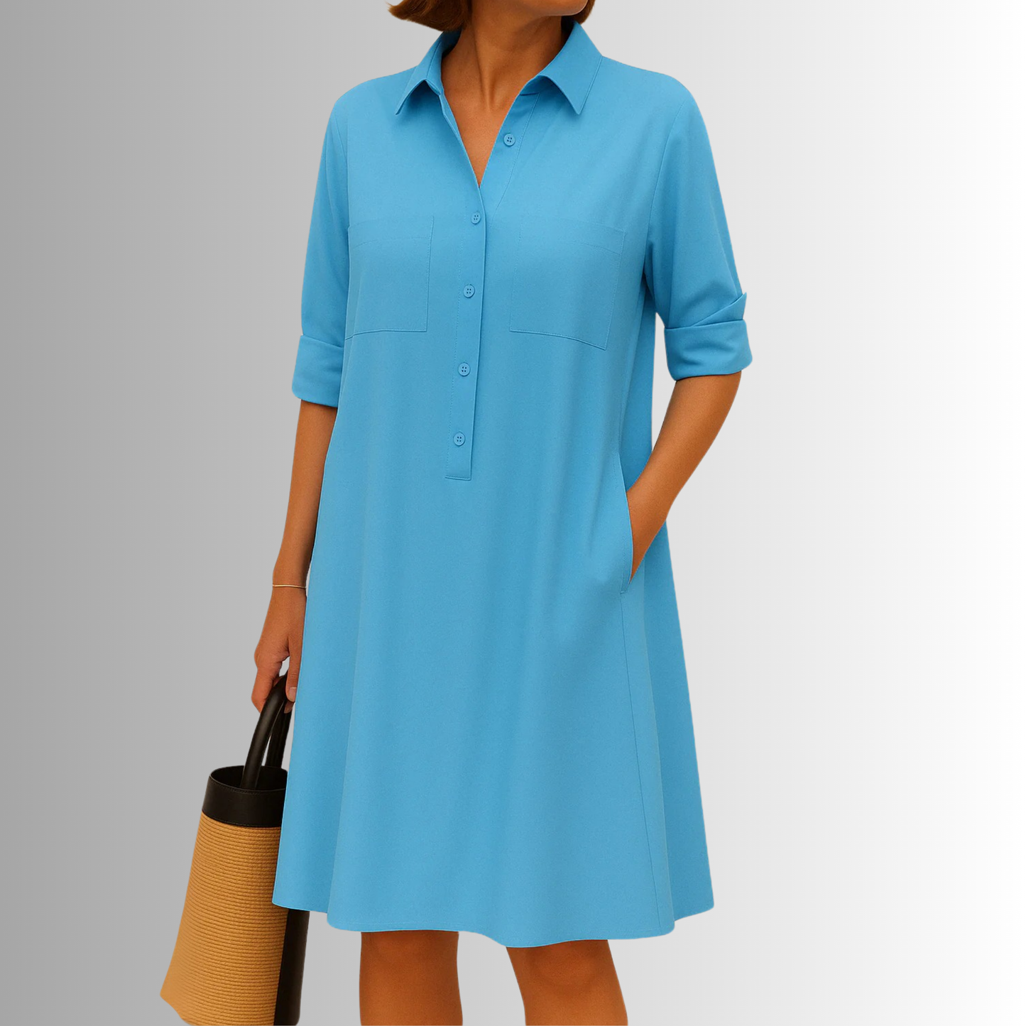 Freya | Women's Sophisticated Midi Shirtdress With Buttons