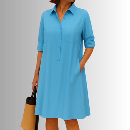 Freya | Women's Sophisticated Midi Shirtdress With Buttons