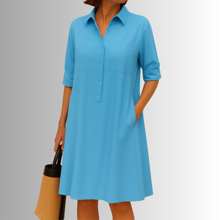 Freya | Women's Sophisticated Midi Shirtdress With Buttons
