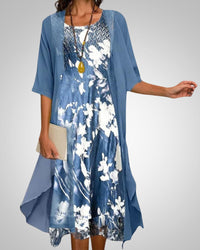 Nikola | Women's Printed Boho Midi Dress With Cardigan Set
