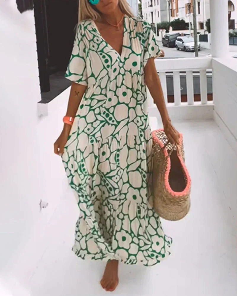 Tara | Women's Summer Printed V-neck Dress
