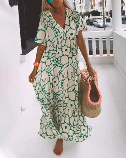 Tara | Women's Summer Printed V-neck Dress