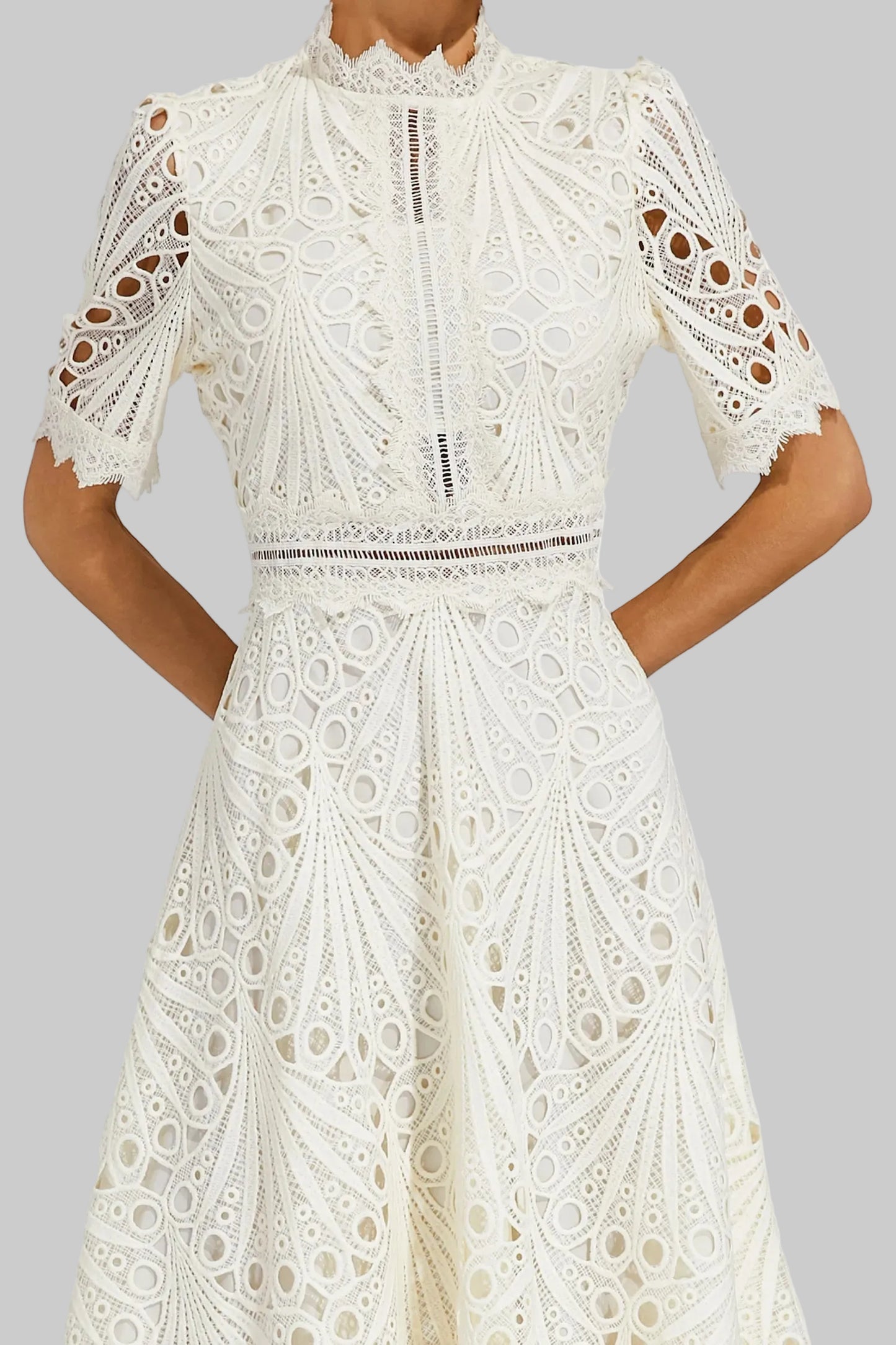 Astrid | Women's Elegant Lace Pattern Midi Dress