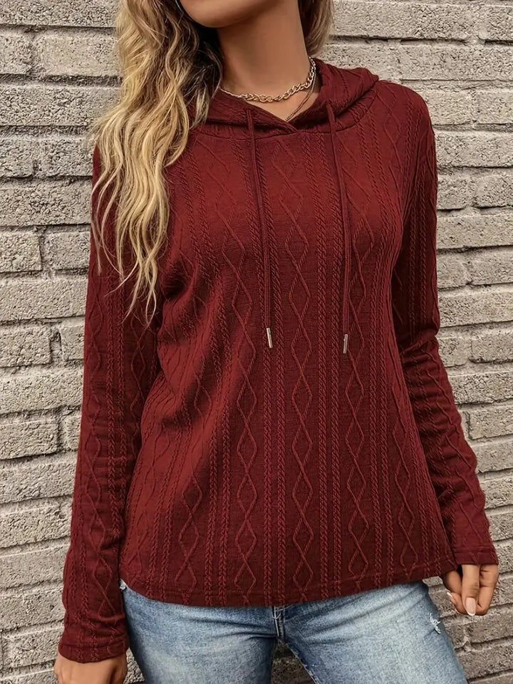 Posie | Women’s Casual Cable Knit Textured Hoodie