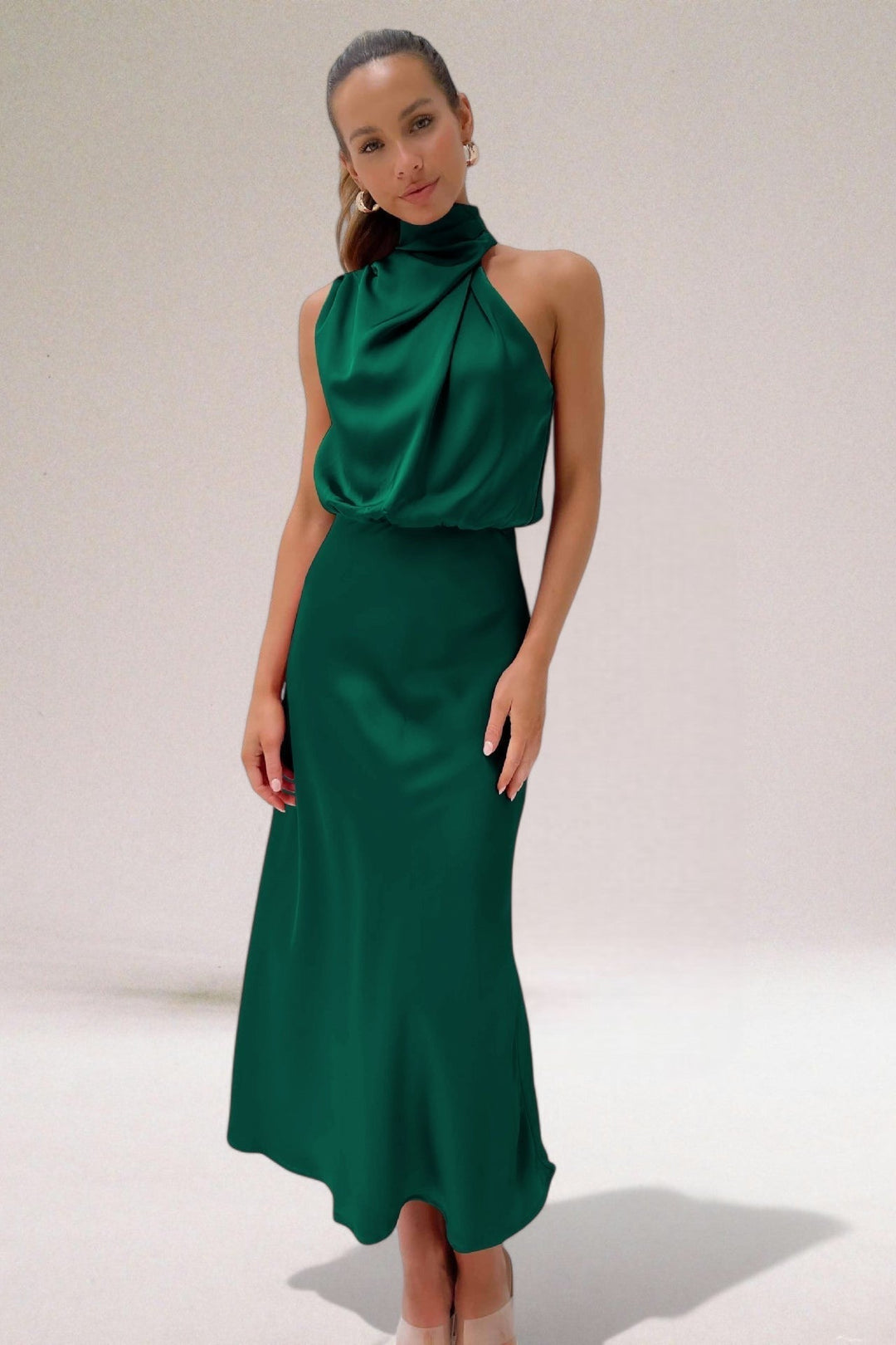 Kamila | Women’s Draped Halter Neck Dress
