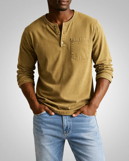 Oisin | Men's Casual Henley Long Sleeve Shirt