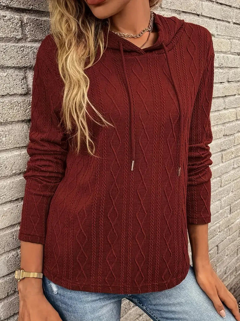 Posie | Women’s Casual Cable Knit Textured Hoodie