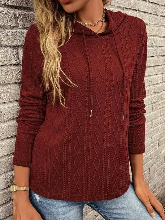 Posie | Women’s Casual Cable Knit Textured Hoodie