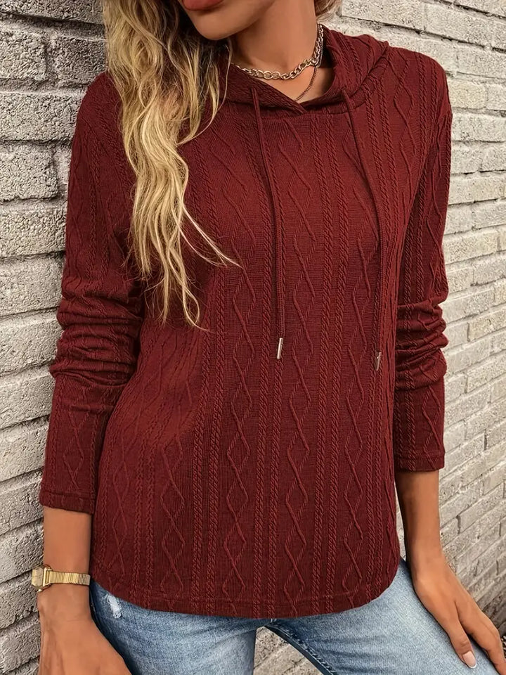 Posie | Women’s Casual Cable Knit Textured Hoodie