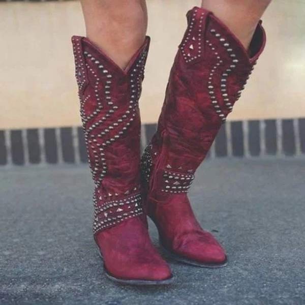 Soleil | Women’s Studded Knee High Cowboy Boots