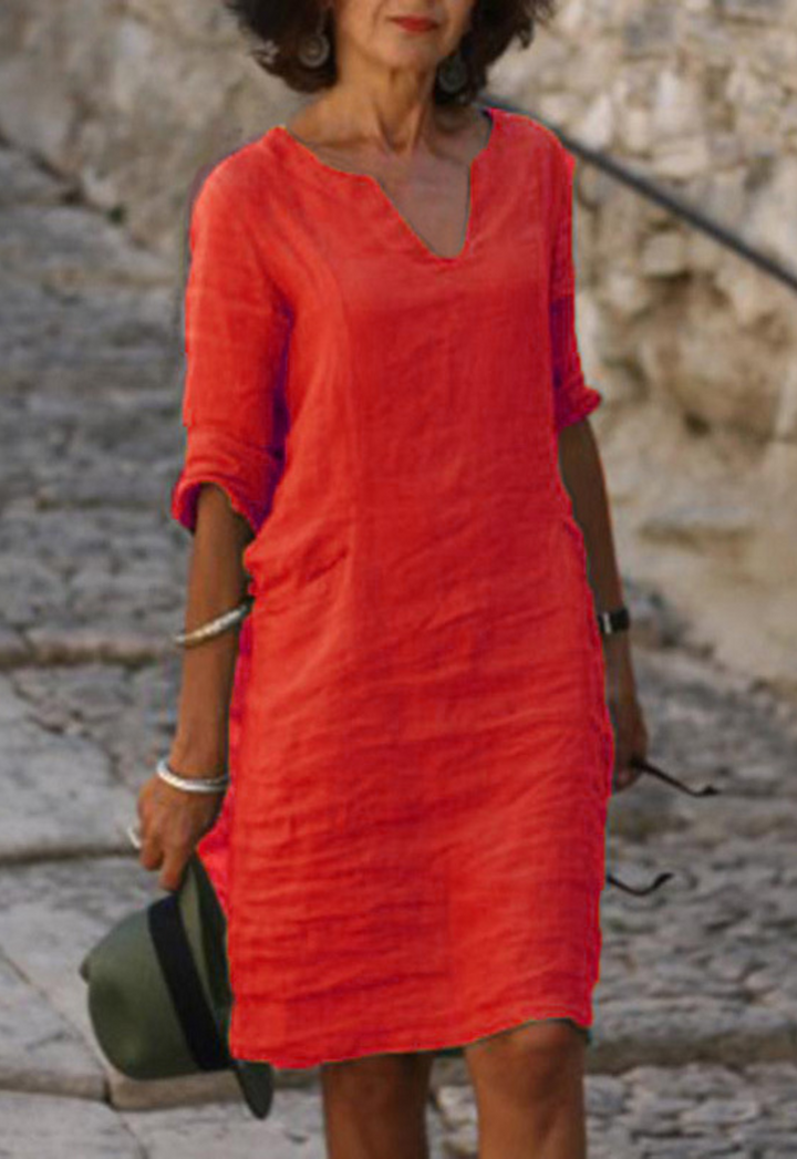 Maren | Women's Summer Midi Dress with Shorts Sleeves
