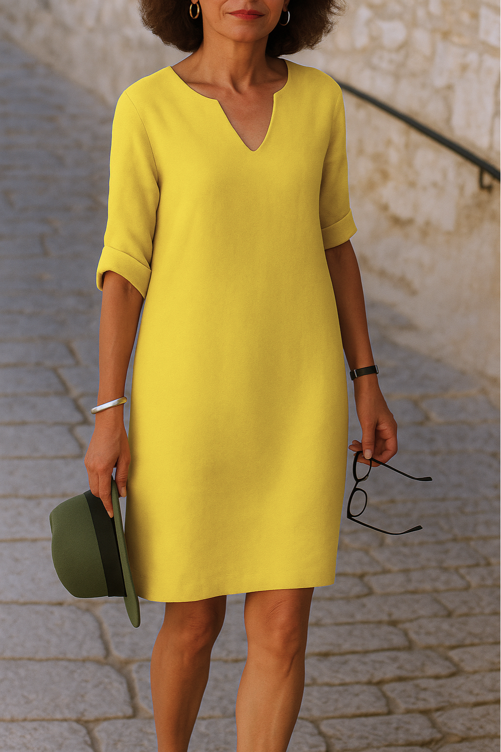 Maren | Women's Summer Midi Dress with Shorts Sleeves