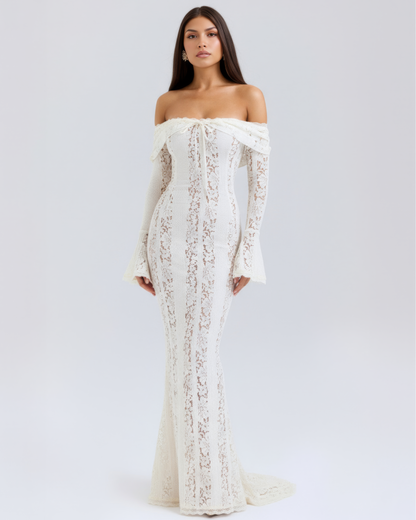 Isabella | Women's Off-Shoulder Maxi Wedding Guest Dress