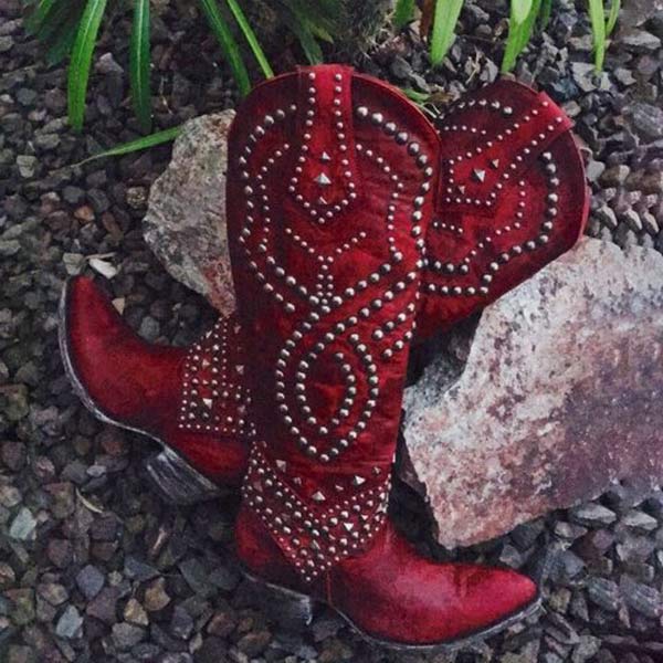Soleil | Women’s Studded Knee High Cowboy Boots