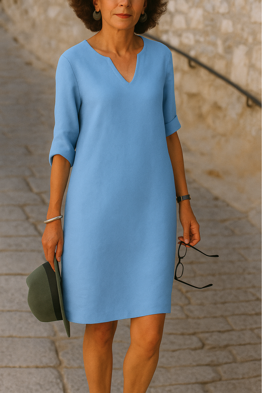 Maren | Women's Summer Midi Dress with Shorts Sleeves