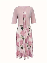 Nika | Women’s Sophisticated Floral Maxi Dress With Cardigan