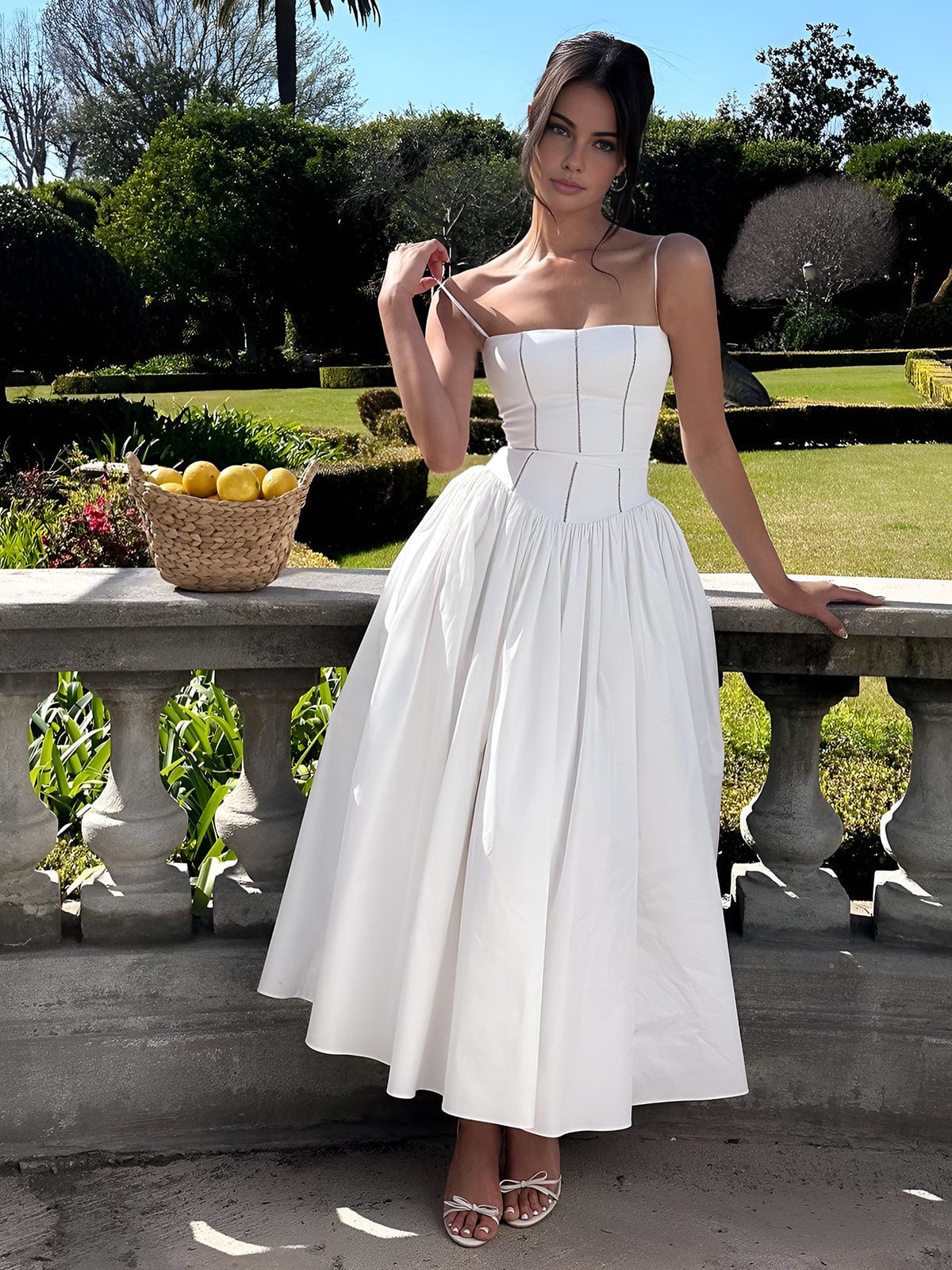 Adeline | Women Corset Style Wedding Guest Midi Dress