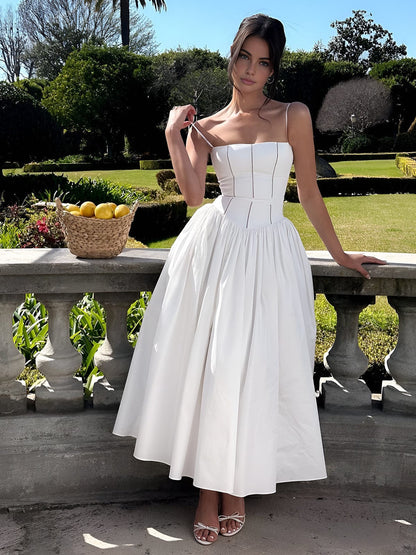 Adeline | Women Corset Style Wedding Guest Midi Dress
