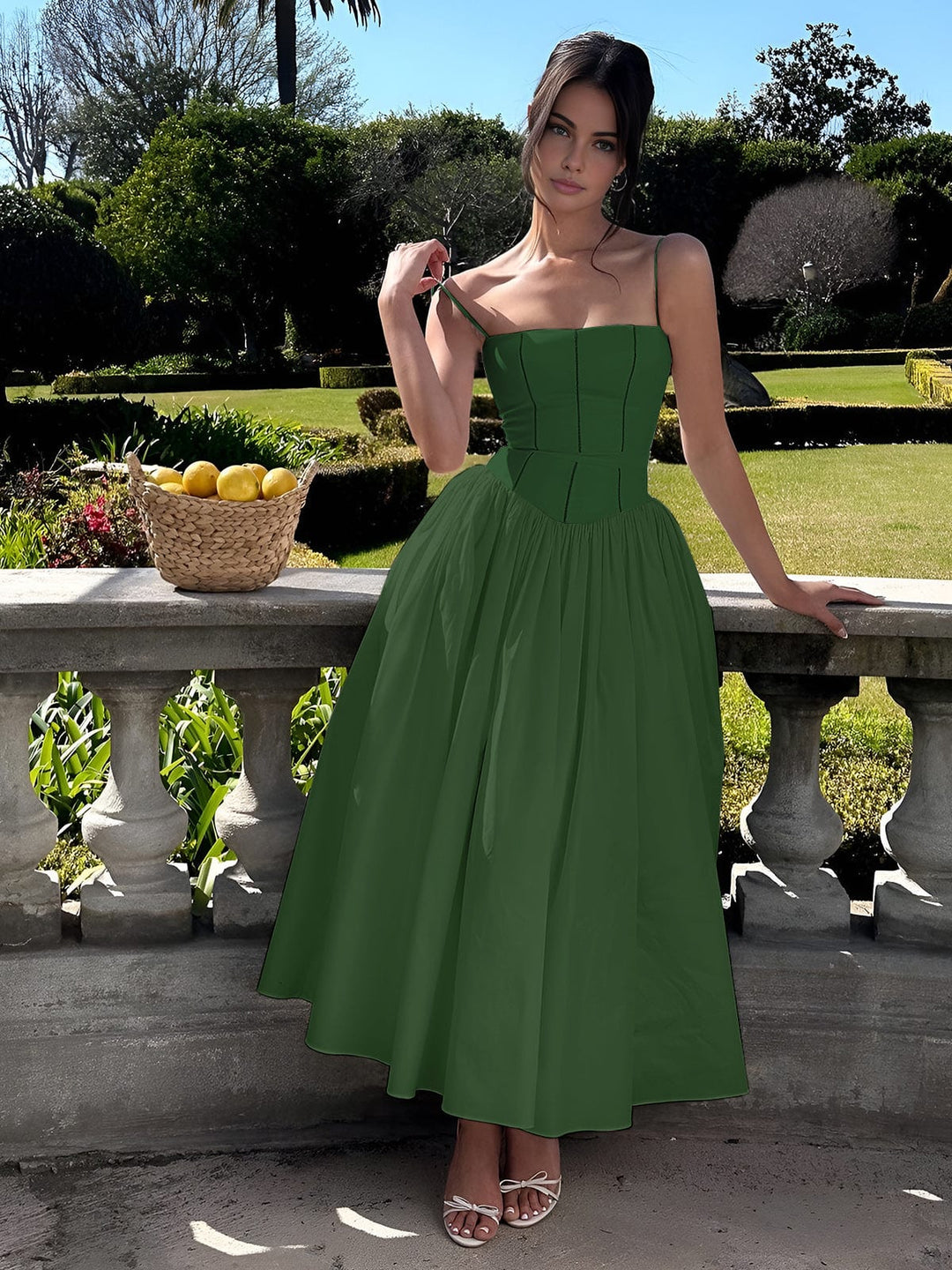 Adeline | Women Corset Style Wedding Guest Midi Dress