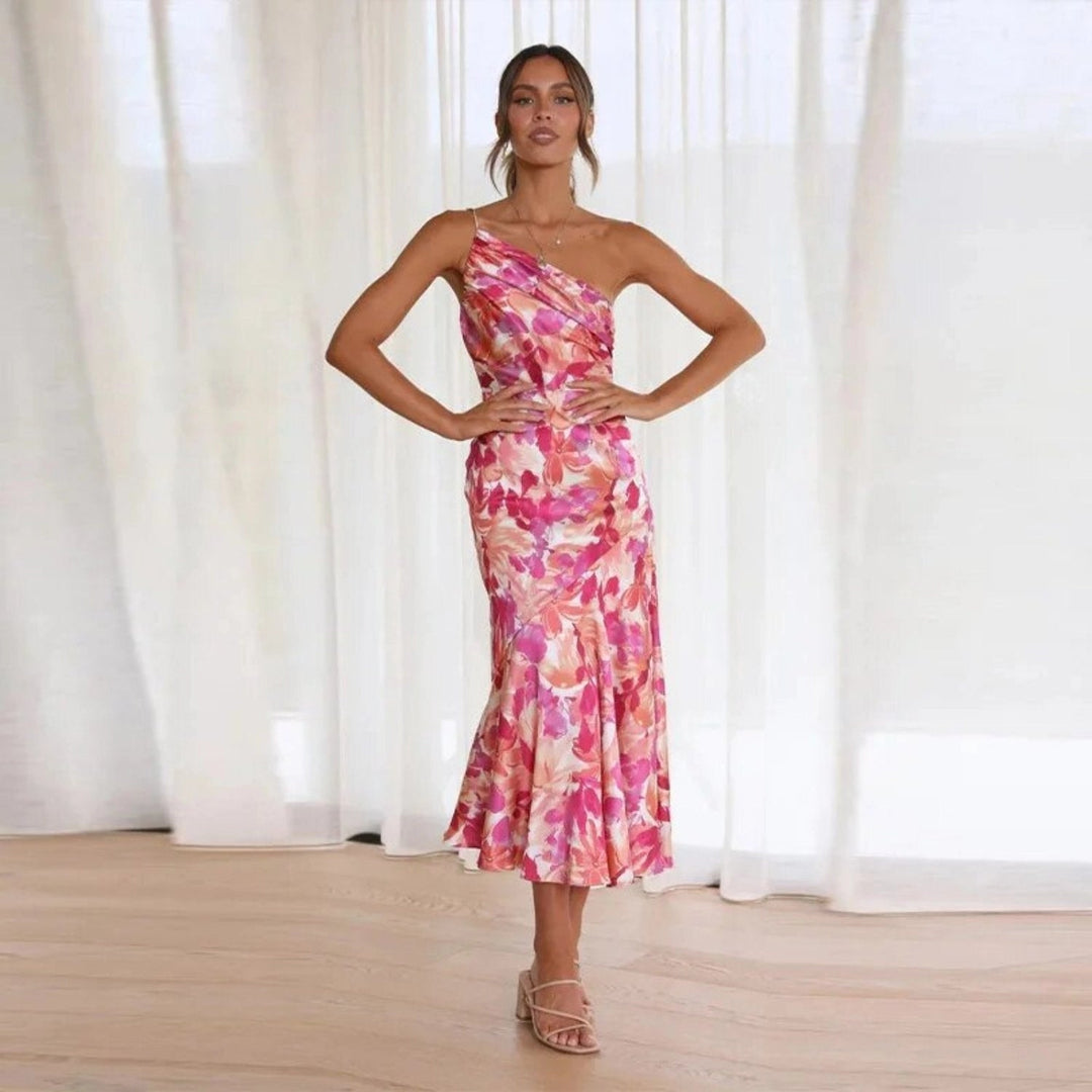 Daphne | Women’s One-Shoulder Bridesmaid Midi Dress