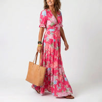 Eithne | Women's Summer Floral V-Neck Long Dress