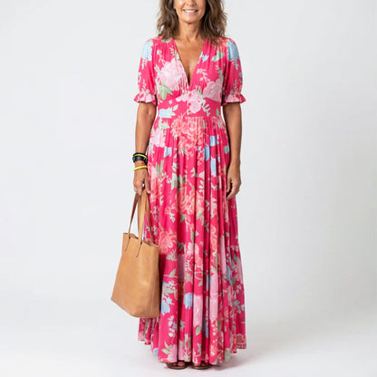 Eithne | Women's Summer Floral V-Neck Long Dress