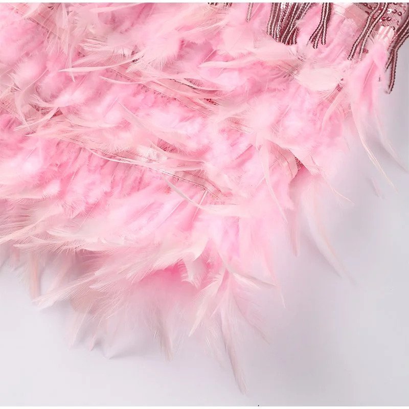 Eithne | Women's Feathered Sleeveless Mini Dress