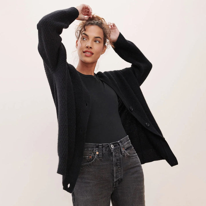 Kallie | Women’s V-Neck Ribbed Knit Cardigan