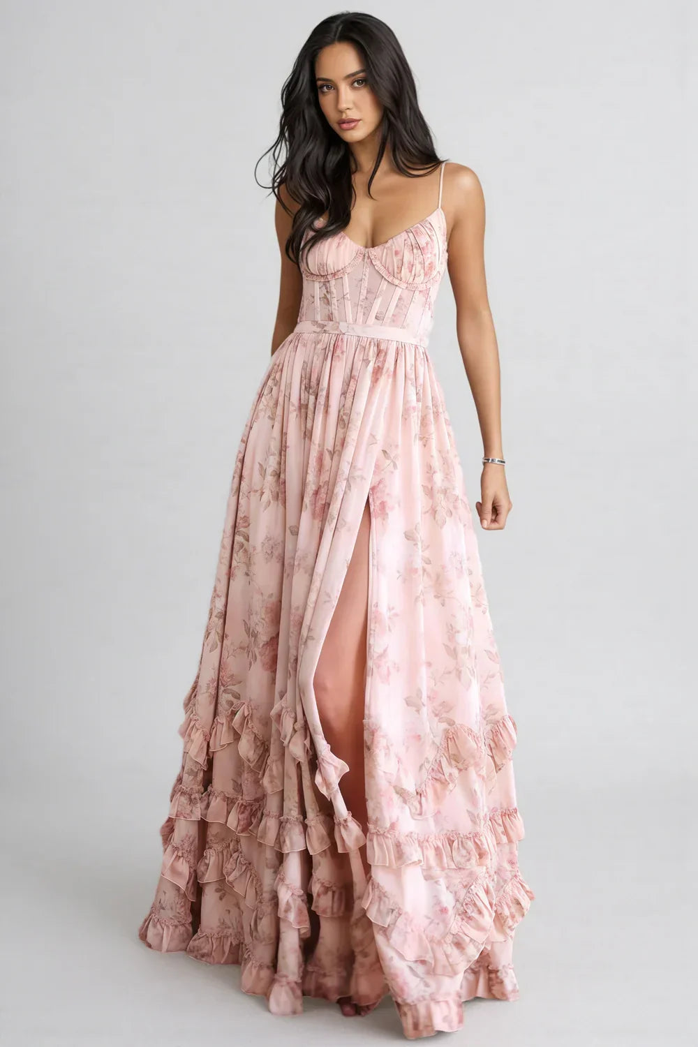 Fiona | Women's Floral Side Slit Maxi Dress
