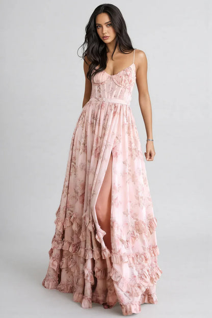 Fiona | Women's Floral Side Slit Maxi Dress