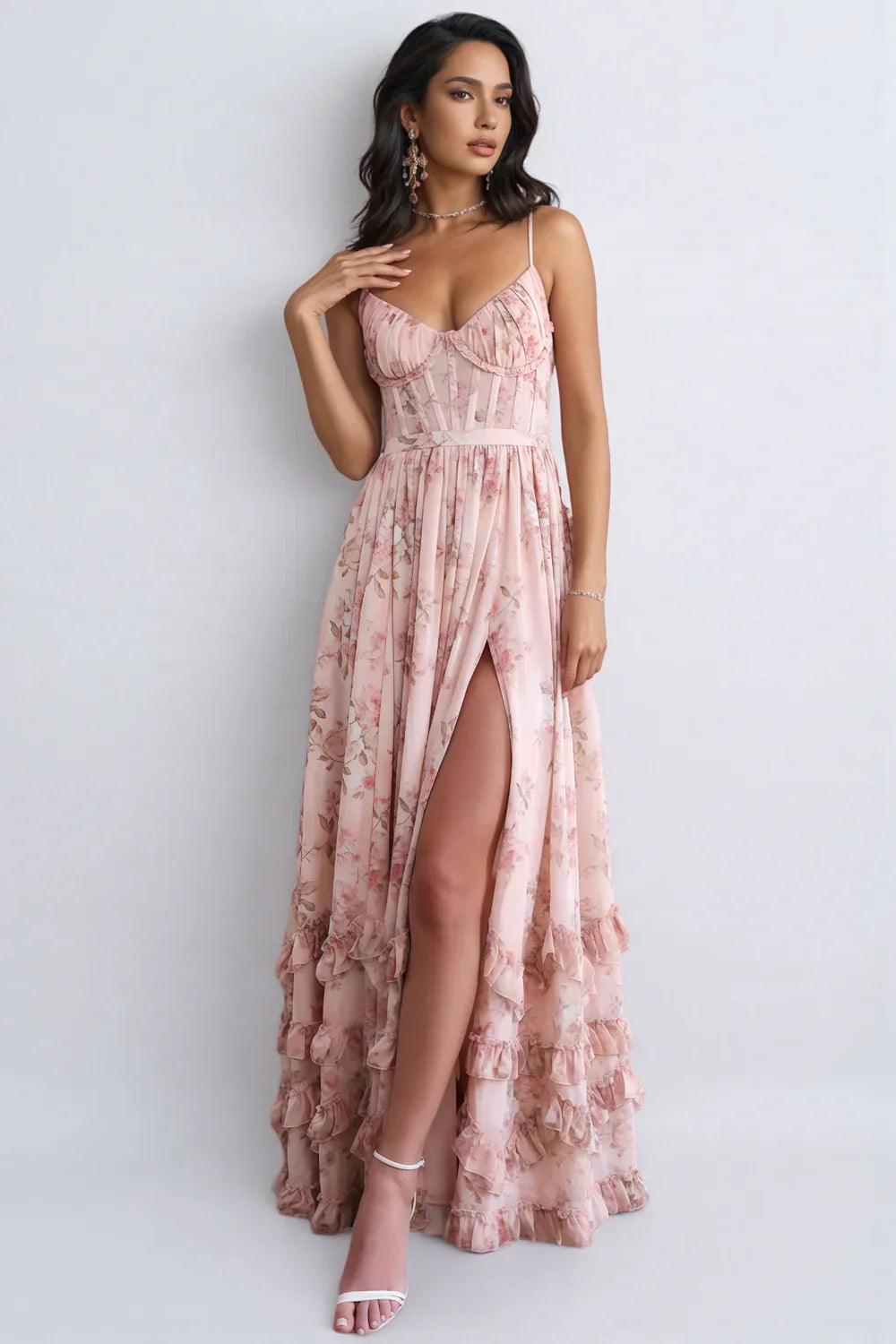 Fiona | Women's Floral Side Slit Maxi Dress