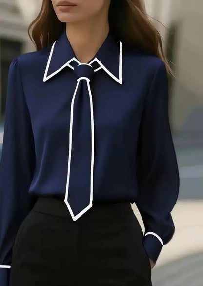 Riona | Women Classic Contrast Tie Blouse