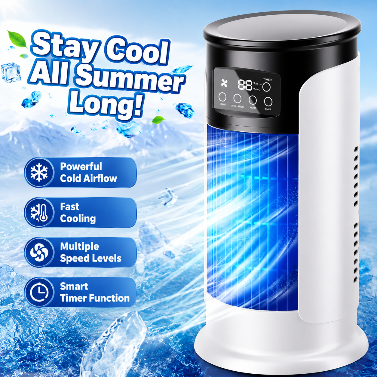 Portable Tower Fan | Quiet Oscillating And Space Saving