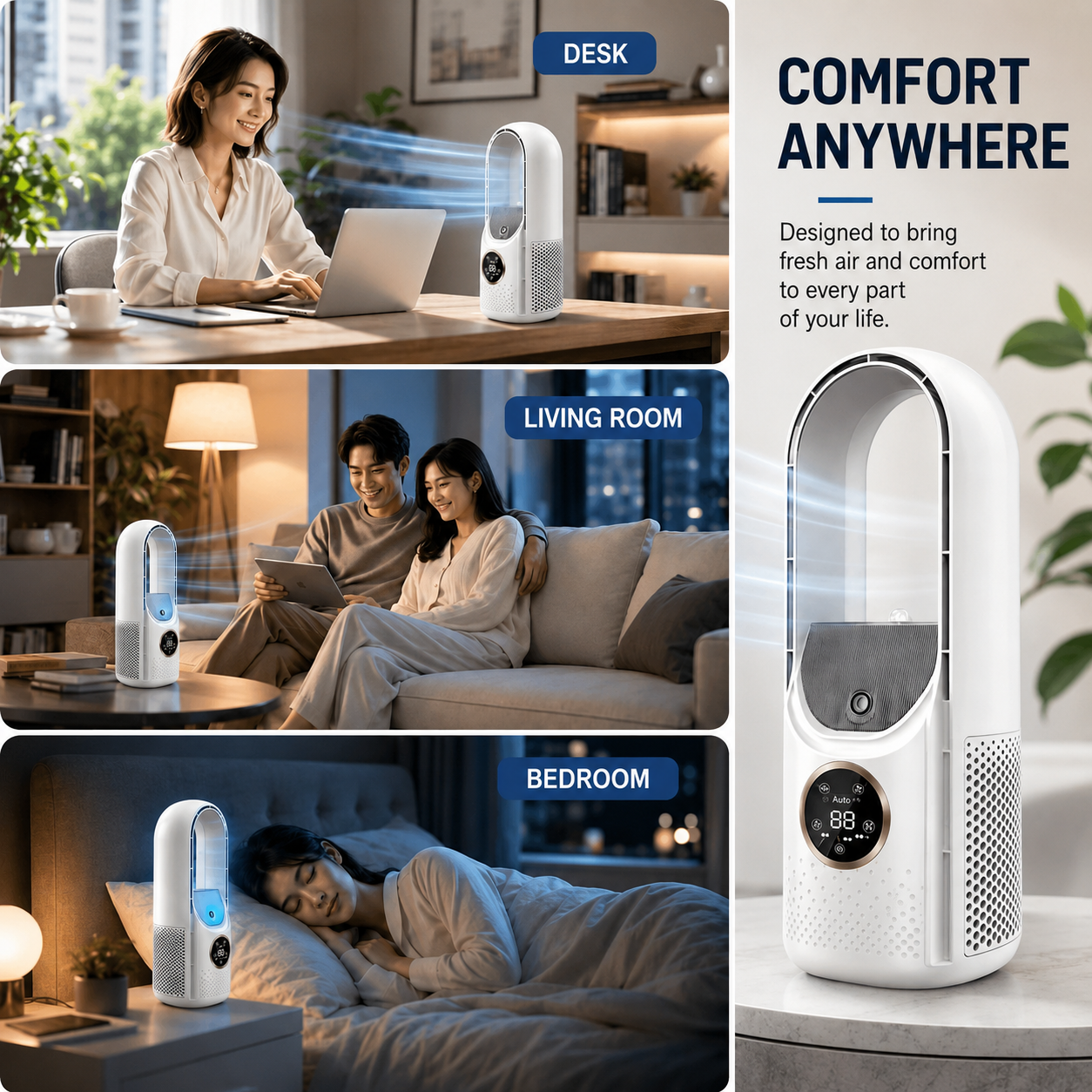Portable Tower Fan | Bladeless Portable For Summer