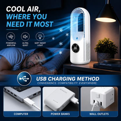 Portable Tower Fan | Bladeless Portable For Summer