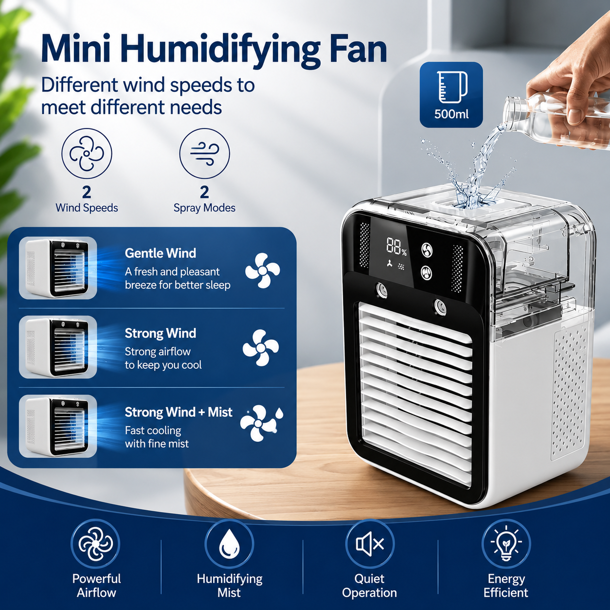 Ac Portable Air Cooler Fan | Evaporative Cooling Water Tank