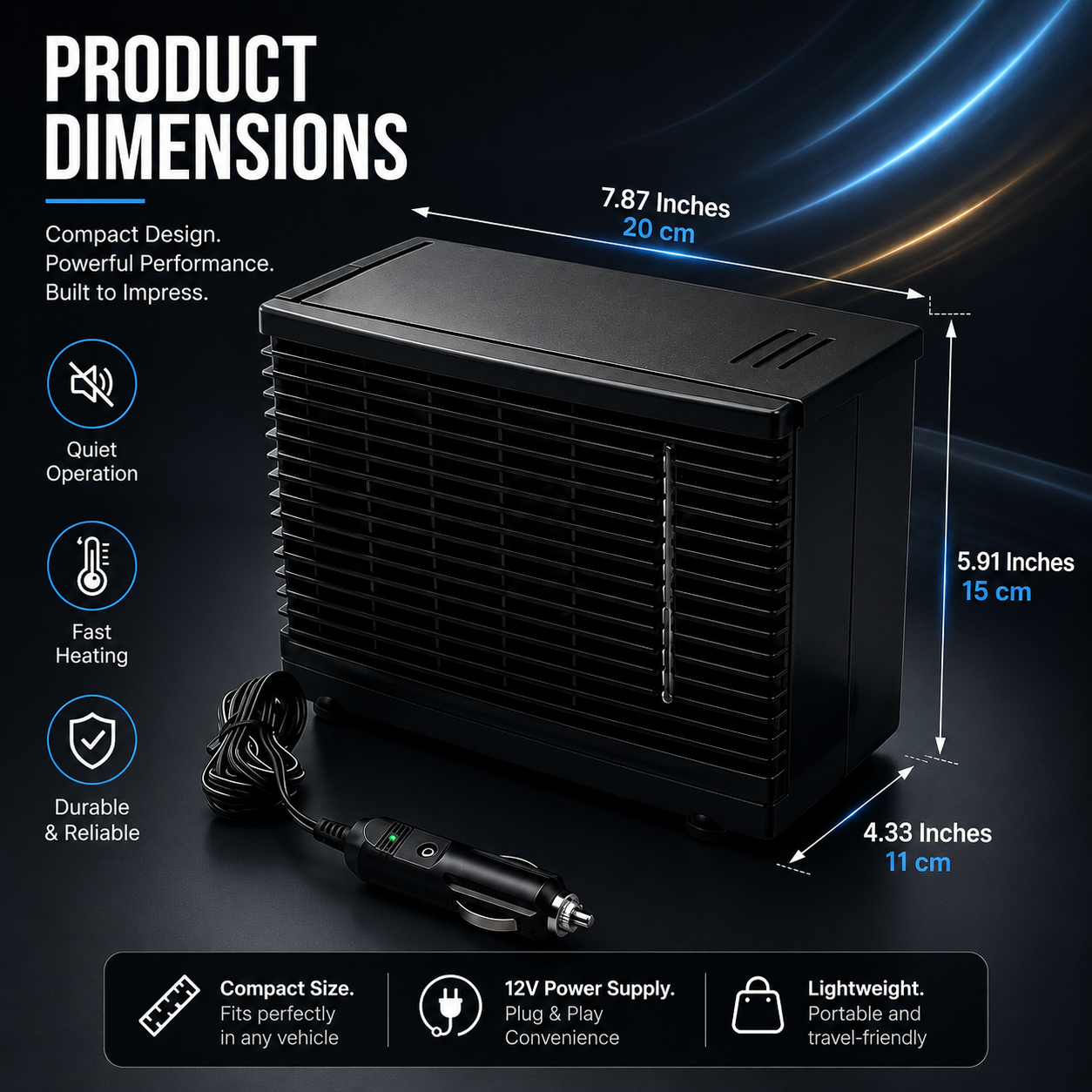 Ac Portable Mini Car Air Cooler Fan | Compact Portable 3 Speed Levels
