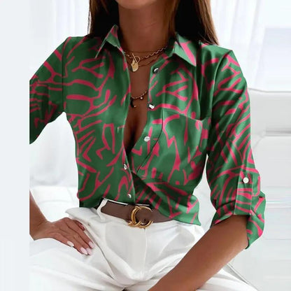Florence | Women Classic Collar Printed Blouse