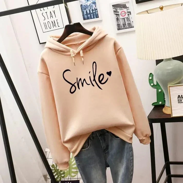 Greer | Women’s Script Print Ribbed Cuffs Hoodie