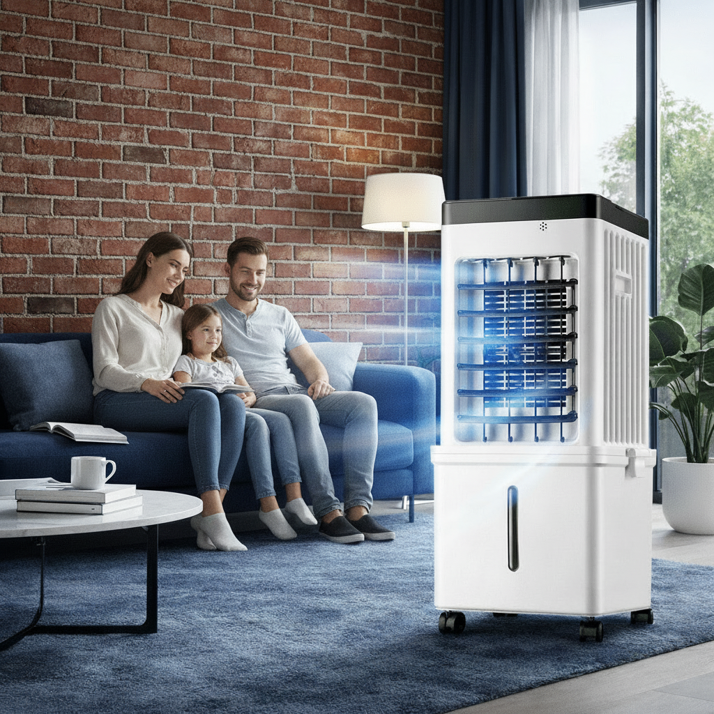 Portable Air Cooler Fan With Wheels | Air Conditioner Humidifier For Home Use