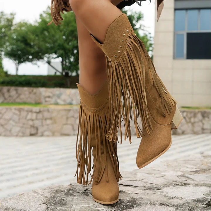 Hannah | Women's Studded Fringe Cowboy Boots