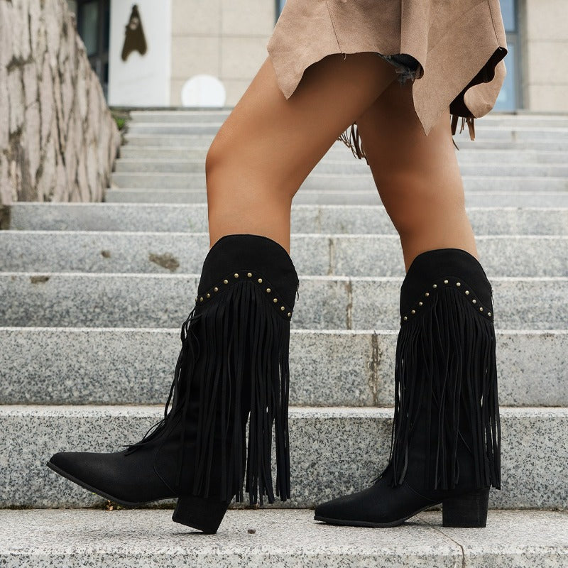 Hannah | Women's Studded Fringe Cowboy Boots